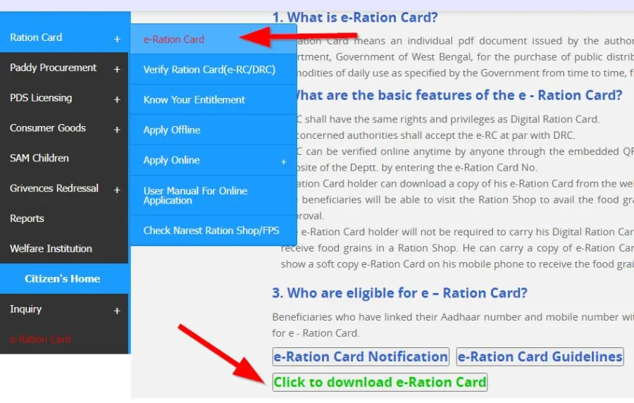 WB Digital Ration Card Download Online food.wb.gov.in