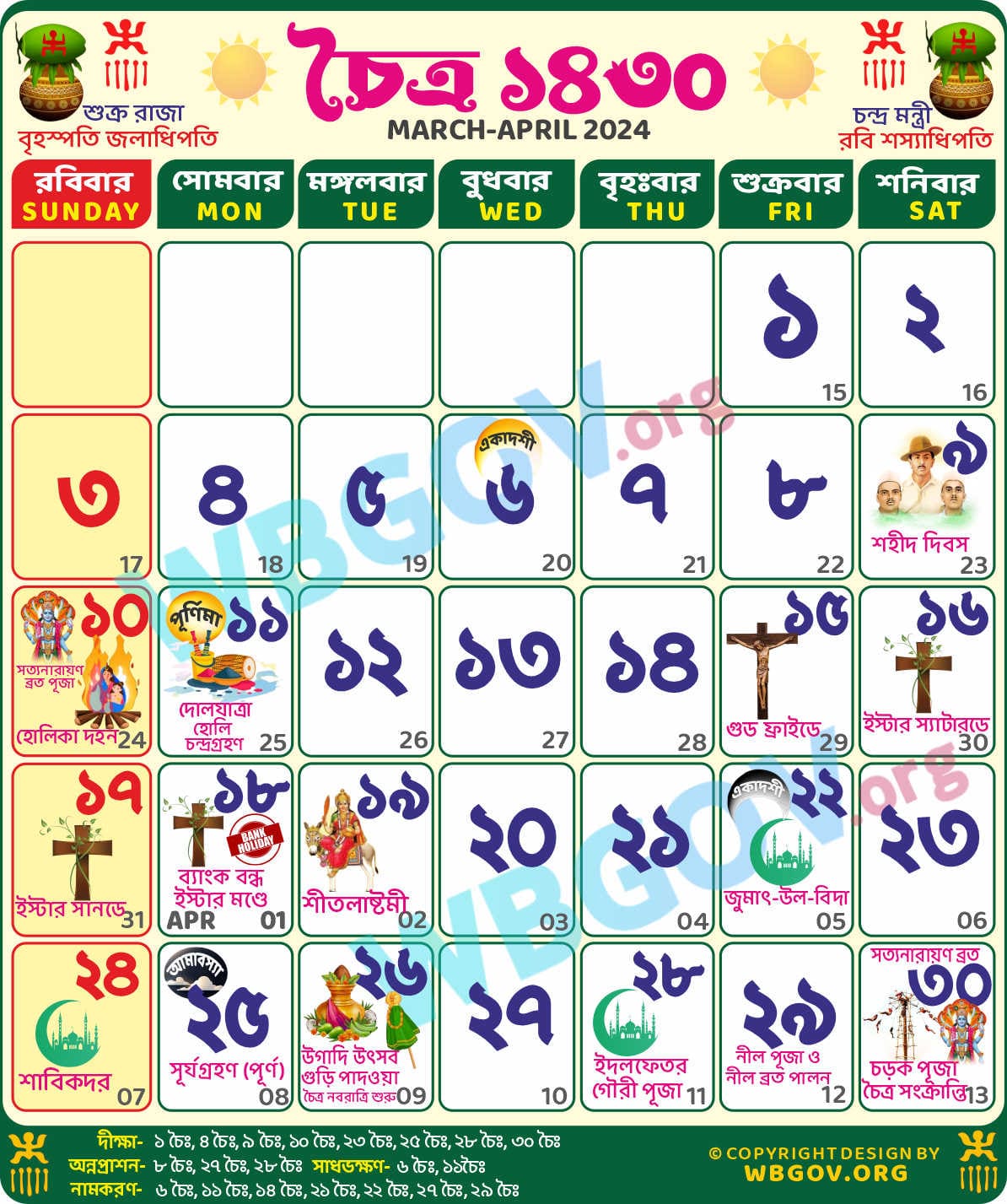 Chaitra 1430 Bengali Calendar চৈত্র ১৪৩০ বাংলা ক্যালেন্ডার